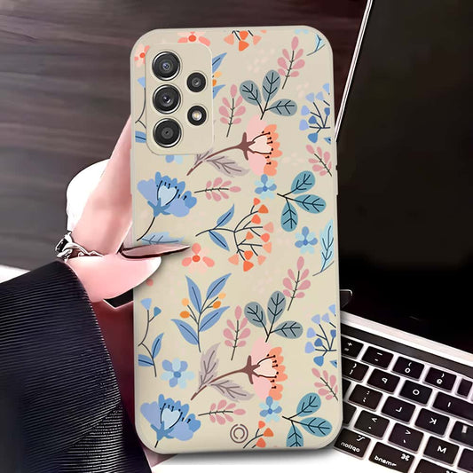 Samsung Galaxy A52s 5G Cover - Off White - D1 - ONation Floral Series - HQ Liquid Silicone Soft Case