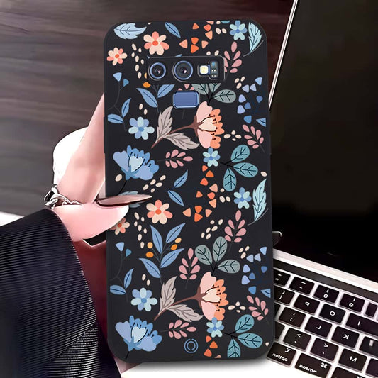 Samsung Galaxy Note 9 Cover - Black - D1 - ONation Floral Series - HQ Liquid Silicone Soft Case