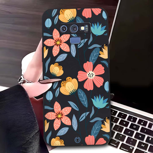 Samsung Galaxy Note 9 Cover - Black - D2 - ONation Floral Series - HQ Liquid Silicone Soft Case