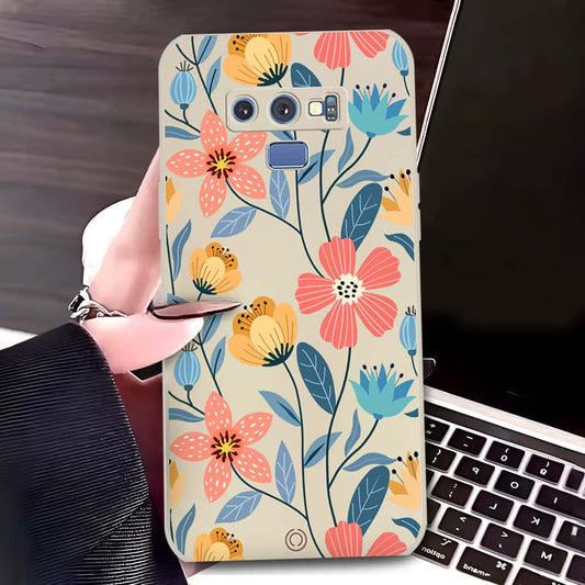 Samsung Galaxy Note 9 Cover - Off White - D2 - ONation Floral Series - HQ Liquid Silicone Soft Case