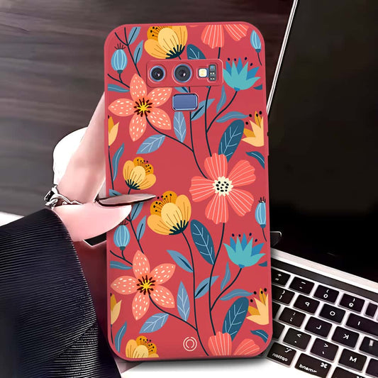 Samsung Galaxy Note 9 Cover - Red - D2 - ONation Floral Series - HQ Liquid Silicone Soft Case
