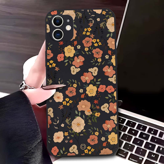 iPhone 11 Cover - Black - D3 - ONation Floral Series - HQ Liquid Silicone Soft Case (Fast Delivery)(S)