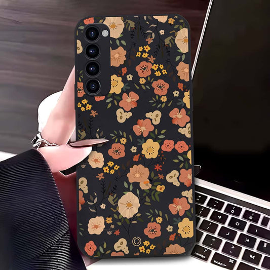 Oppo Reno 4 Pro Cover - Black - D3 - ONation Floral Series - HQ Liquid Silicone Soft Case