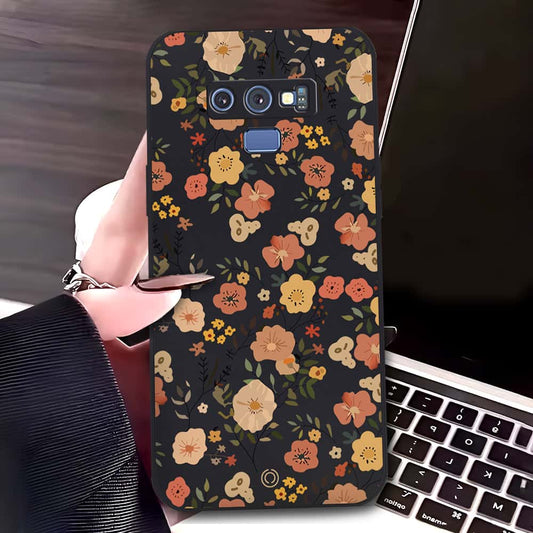 Samsung Galaxy Note 9 Cover - Black - D3 - ONation Floral Series - HQ Liquid Silicone Soft Case