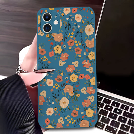 iPhone 11 Cover - Blue - D3 - ONation Floral Series - HQ Liquid Silicone Soft Case