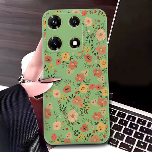 Oppo A58 4G Cover - Light Green - D3 - ONation Floral Series - HQ Liquid Silicone Soft Case