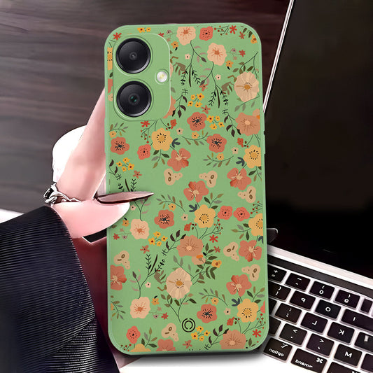Samsung Galaxy A15 5G Cover - Light Green - D3 - ONation Floral Series - HQ Liquid Silicone Soft Case