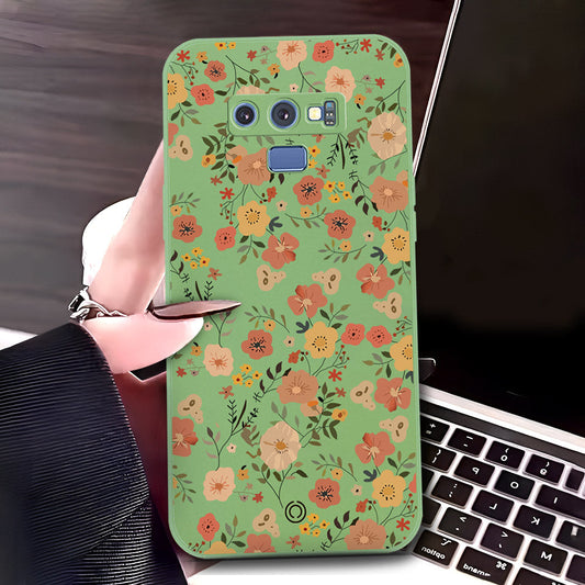 Samsung Galaxy Note 9 Cover - Light Green - D3 - ONation Floral Series - HQ Liquid Silicone Soft Case