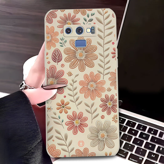 Samsung Galaxy Note 9 Cover - Off White - D4 - ONation Floral Series - HQ Liquid Silicone Soft Case