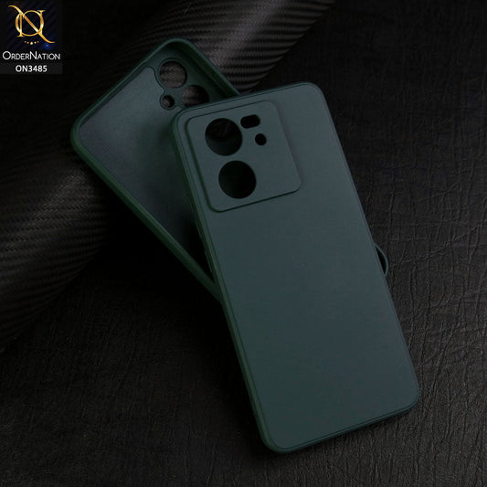 Xiaomi 13T Cover - Dark Green - ONation Silica Gel Series - HQ Liquid Silicone Elegant Colors Camera Protection Soft Case