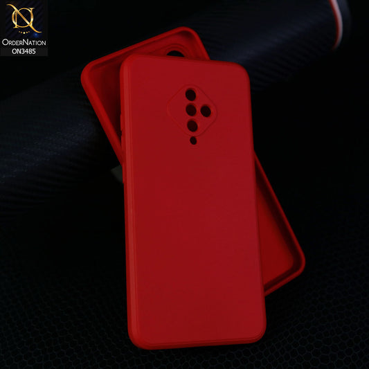 Vivo Y9s Cover - Dark Red - ONation Silica Gel Series - HQ Liquid Silicone Elegant Colors Camera Protection Soft Case