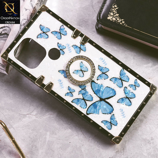 Xiaomi Redmi A1 Plus Cover - Design6 - Trendy Holographic Design Golden Square Case with Matching Bling Ring Holder