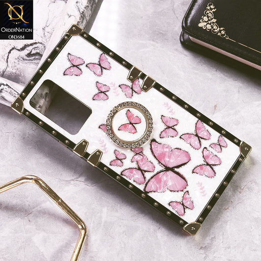 Vivo V23e 5GCover - Design1 - Trendy Holographic Design Golden Square Case with Matching Bling Ring Holder