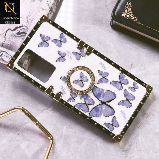 Vivo V23eCover - Design5 - Trendy Holographic Design Golden Square Case with Matching Bling Ring Holder