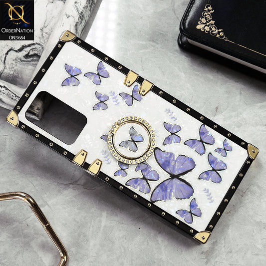Oppo A54 4G Cover - Design5 - Trendy Holographic Design Golden Square Case with Matching Bling Ring Holder