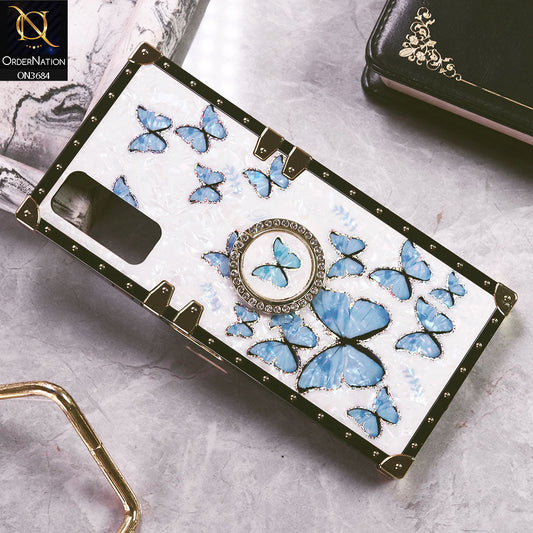 Vivo Y51s Cover - Design6 - Trendy Holographic Design Golden Square Case with Matching Bling Ring Holder