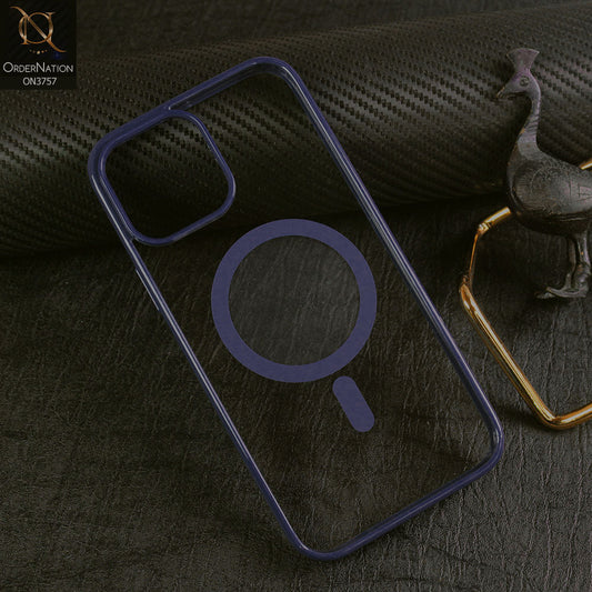 iPhone 14 Pro Max Cover - Deep Purple - New Shinny Colored Soft Silicon Borders Clear Back Case ( Magsafe Notification not enabled )