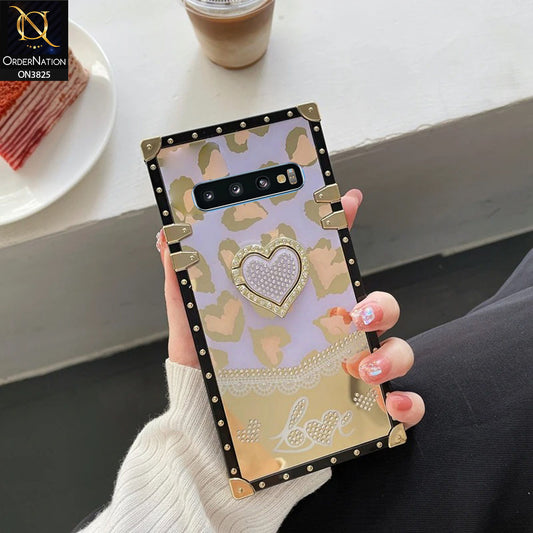 Samsung Galaxy S10  Cover - Design3 - Heart Bling Diamond Glitter Soft TPU Trunk Case With Ring Holder