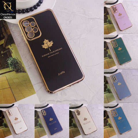 Samsung Galaxy A14 5G Cover - Design 1 - New Electroplating Borders Maple Leaf Camera Protection Soft Silicone Case