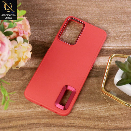 Oppo A36 Cover - Red - New Soft Silicone Electroplating Camera Ring Chrome Logo Hole Case