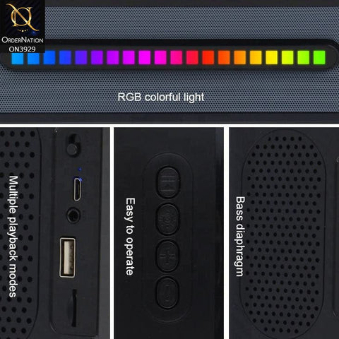 Kisonli LED-916 Soundbar Hifi Music Stereo Music Box New Super Bass Bluetooth Speaker With Led RGB Light - Black