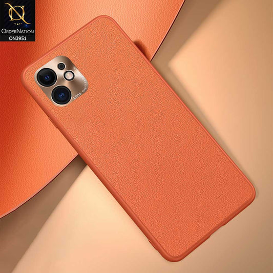 iPhone 11 Cover - Orange - ONation Classy Leather Series - Minimalistic Classic Textured Pu Leather With Attractive Metallic Camera Protection Soft Borders Case