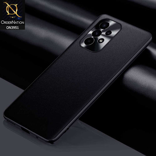 Samsung Galaxy A23 5G Cover - Black - ONation Classy Leather Series - Minimalistic Classic Textured Pu Leather With Attractive Metallic Camera Protection Soft Borders Case
