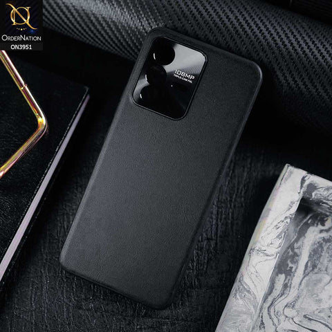 Vivo V23 5G Cover - Black - ONation Classy Leather Series - Minimalistic Classic Textured Pu Leather With Attractive Metallic Camera Protection Soft Borders Case