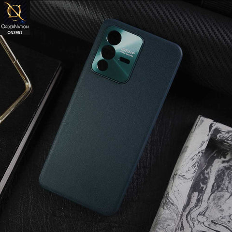 Vivo S12 Cover - Green - ONation Classy Leather Series - Minimalistic Classic Textured Pu Leather With Attractive Metallic Camera Protection Soft Borders Case