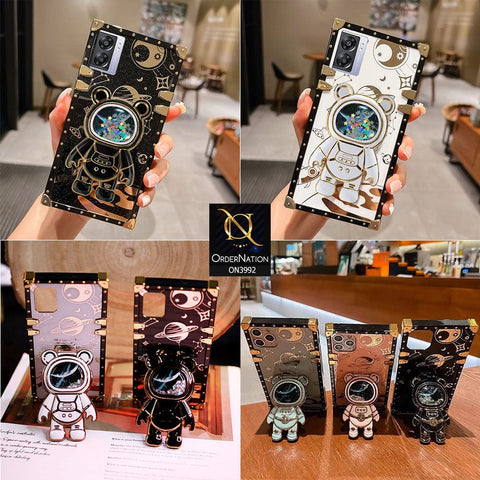 Infinix Note 7 Cover - Black - New Luxury Space Case With Astronode Cute Folding Stand Holder Case