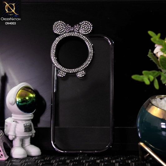 iPhone 13 Pro Max Cover - Black - New Bling Bling Shiny Rime Stones Camera Ring  Soft Silicon Case With Clear Back