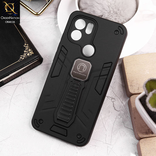 Xiaomi Redmi A1 Plus Cover - Black - Luxury Hybrid Shockproof Magnet Adsorption Stand Case