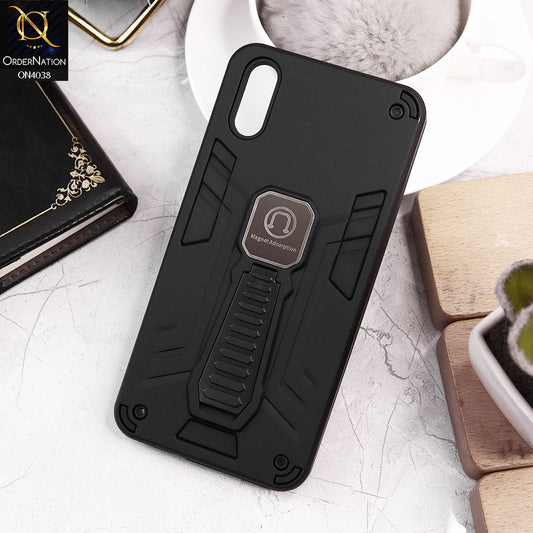 Vivo Y91C Cover - Black - Luxury Hybrid Shockproof Magnet Adsorption Stand Case