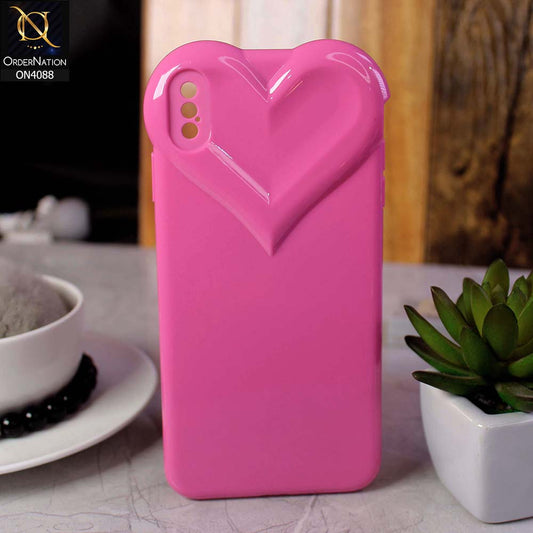 iPhone XS Max Cover - Pink - Love Heart Shape Cute Glossy Soft Tpu Shockproof Case