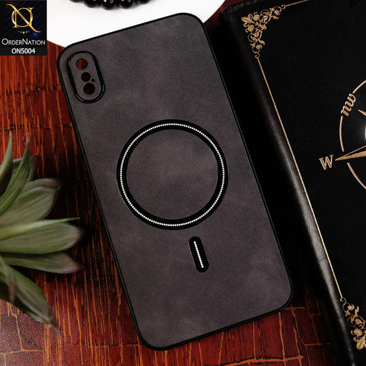 iPhone XS Max Cover - Black - New Luxury Matte Leather Magnetic MagSafe Wireless Charging Soft Case