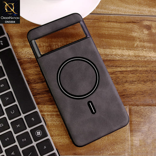 Google Pixel 7a Cover - Black - New Luxury Matte Leather Magnetic MagSafe Wireless Charging Soft Case