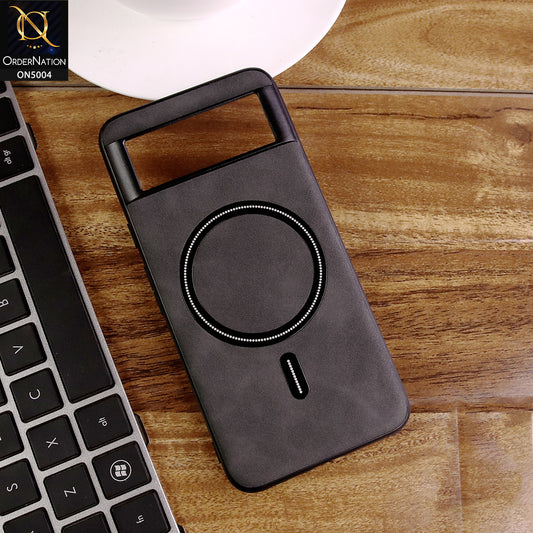 Google Pixel 8 Cover - Black - New Luxury Matte Leather Magnetic MagSafe Wireless Charging Soft Case