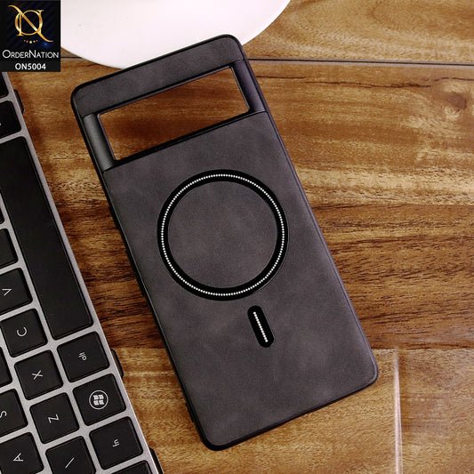 Google Pixel 8 Pro Cover - Black - New Luxury Matte Leather Magnetic MagSafe Wireless Charging Soft Case
