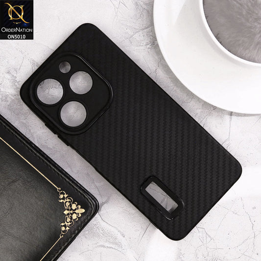 Tecno Pop 8 Cover - Black- New Carbon Fiber Ultra Thin Matte Soft Case With Logo Hole