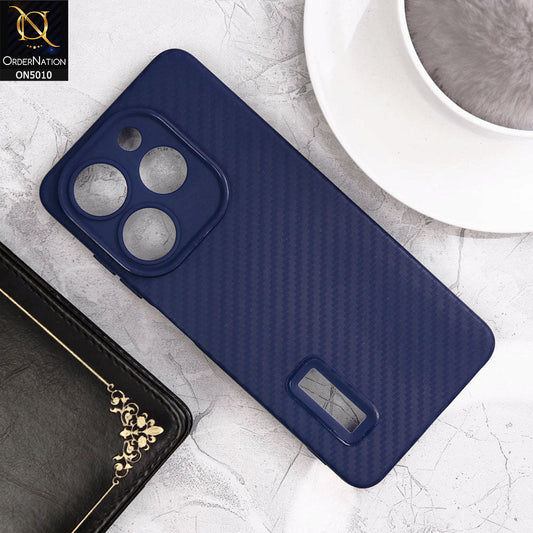 Tecno Pop 8 Cover - Blue- New Carbon Fiber Ultra Thin Matte Soft Case With Logo Hole