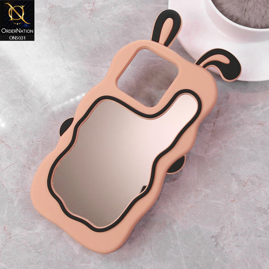 Realme C51 Cover - Peach - 360-Degree Protection Cute Cartoon Bunny Mirror Soft Silicone Case