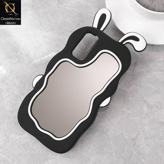 Vivo Y20T Cover - Black - 360-Degree Protection Cute Cartoon Bunny Mirror Soft Silicone Case