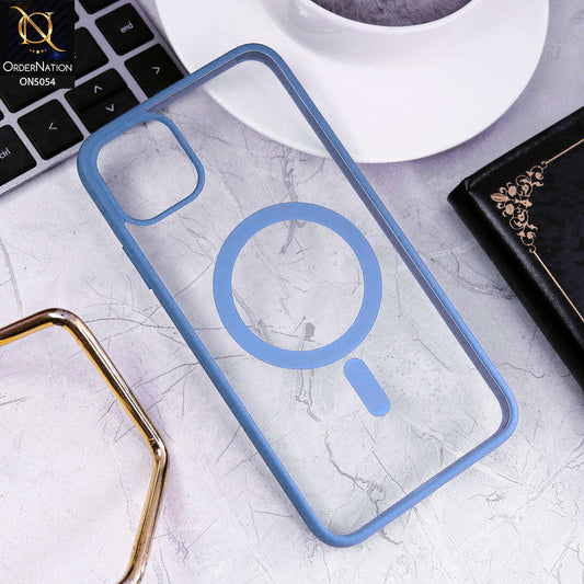 iPhone 11 Pro Max Cover - Sierra Blue - New Clear Transparent Back Magnetic Magsafe Candy Color Soft Borders Case