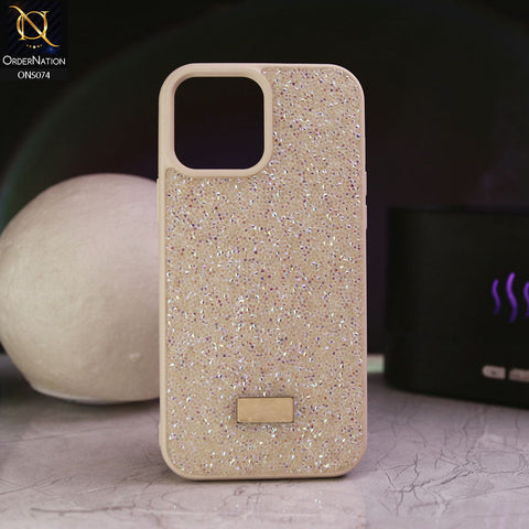 iPhone 13 Pro Max Cover - Cream - Luxury Bling Rhinestones Diamond shiny Glitter Soft TPU Case