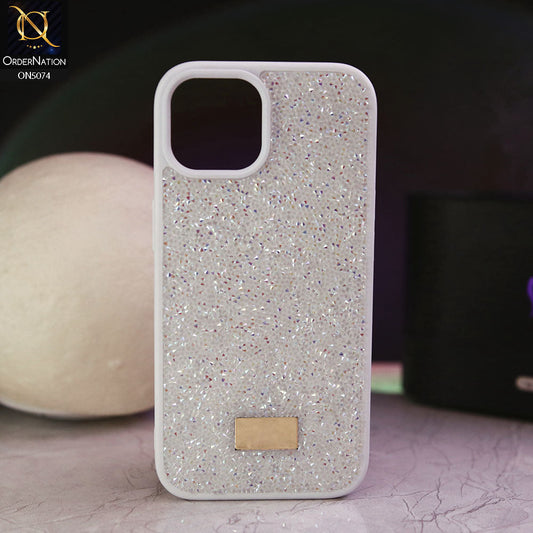 iPhone 15 Cover - White - Luxury Bling Rhinestones Diamond shiny Glitter Soft TPU Case