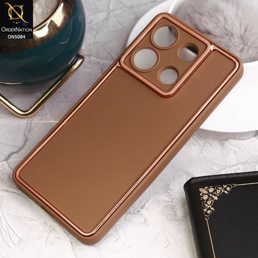 Xiaomi Redmi Note 13 Cover - Brown - Electroplating Borders Candy Colour Soft Silicon Case With Camera Protection