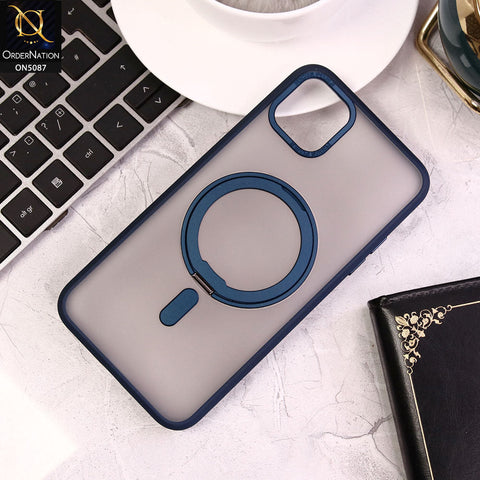iPhone 11 Pro Max Cover - Blue - New Translucent 360 Degree Rotation Magnatic Bracket Stand Soft Borders Shell Case