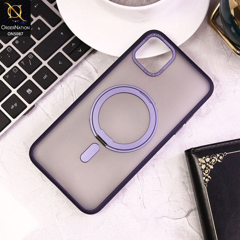 iPhone 11 Pro Max Cover - Purple - New Translucent 360 Degree Rotation Magnatic Bracket Stand Soft Borders Shell Case