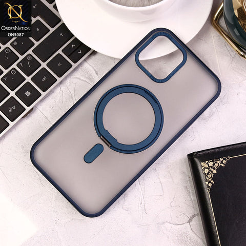 iPhone 12 Pro Max Cover - Blue - New Translucent 360 Degree Rotation Magnatic Bracket Stand Soft Borders Shell Case