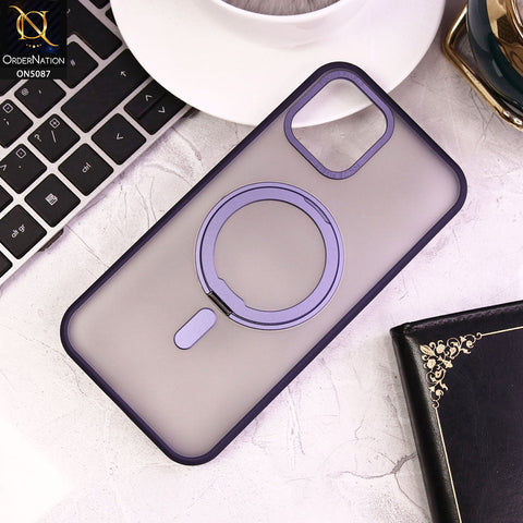 iPhone 12 Pro Max Cover - Purple - New Translucent 360 Degree Rotation Magnatic Bracket Stand Soft Borders Shell Case